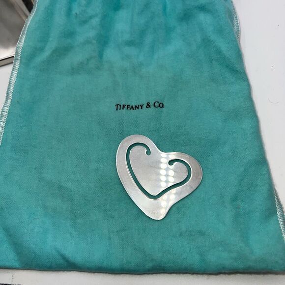 Tiffany & Co. Elsa Paretti Open Heart Sterling Silver Bookmark with Dust Bag and - Picture 1 of 5